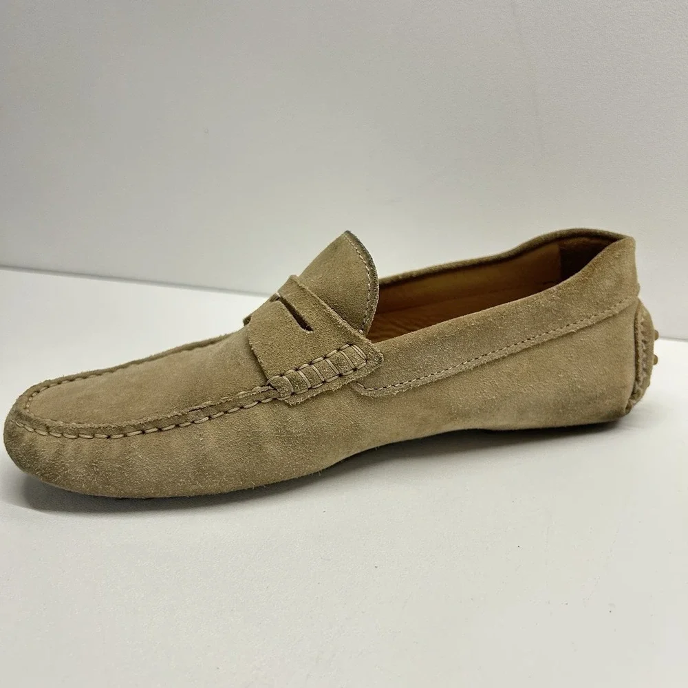 Jack Erwin Parker Penny Driving Loafers Men's Size 8 Classic Shoes Beige Suede